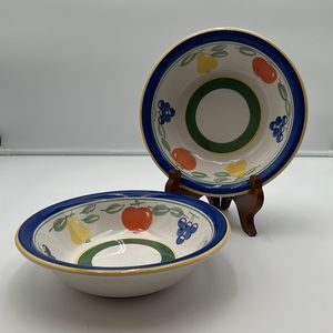 Gibson Bowl Apple Pear Grapes Fruit Design - set of 2